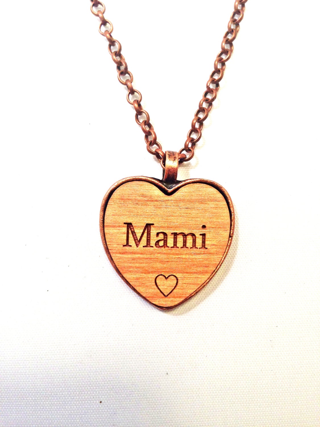 Buy MAMI Wooden Heart Necklace Pendant Mami's Jewelry Necklace ...