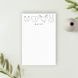 Notepad - Cute Stationery - List - Cute Notes - Woodland Stationery - Monochrome Stationery -