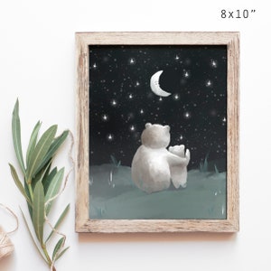 STARGAZING, Unframed Prints, Bear Art, Bear Print for Nursery, Bear Print, Nursery Decor, Nursery Art, Outdoor Wall Art, Unframed Art