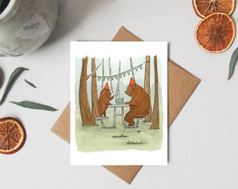 Birthday Cards Bear - Happy Birthday Card Bear - Greeting Cards Bear - Notecards - Woodland Birthday - Watercolor Cards - Whimsical Cards