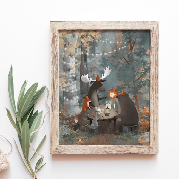 PARTY TO ATTEND, Unframed Prints, Fox Art, Fox Print for Nursery, Fox Print, Nursery Decor, Nursery Art, Outdoor Wall Art, Unframed Art