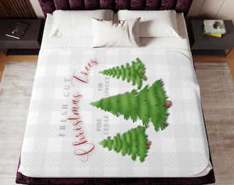 Fresh Cut Christmas Trees Sherpa Blanket
