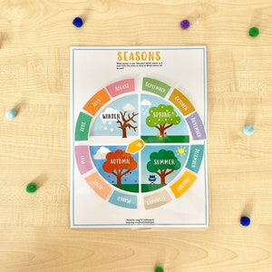 SEASON PRINTABLE, Months of The Year busy book sheet and perpetual calendar, preschool seasons matching game,  season binder sheet