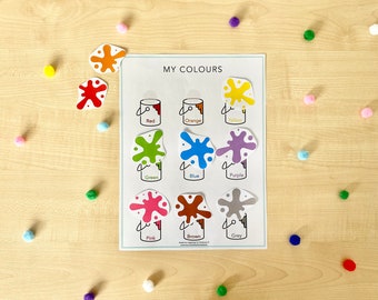 Preschool Colour Match binder sheet, colour sorting, color match game, busy book, preschool colours, preschool printable colours