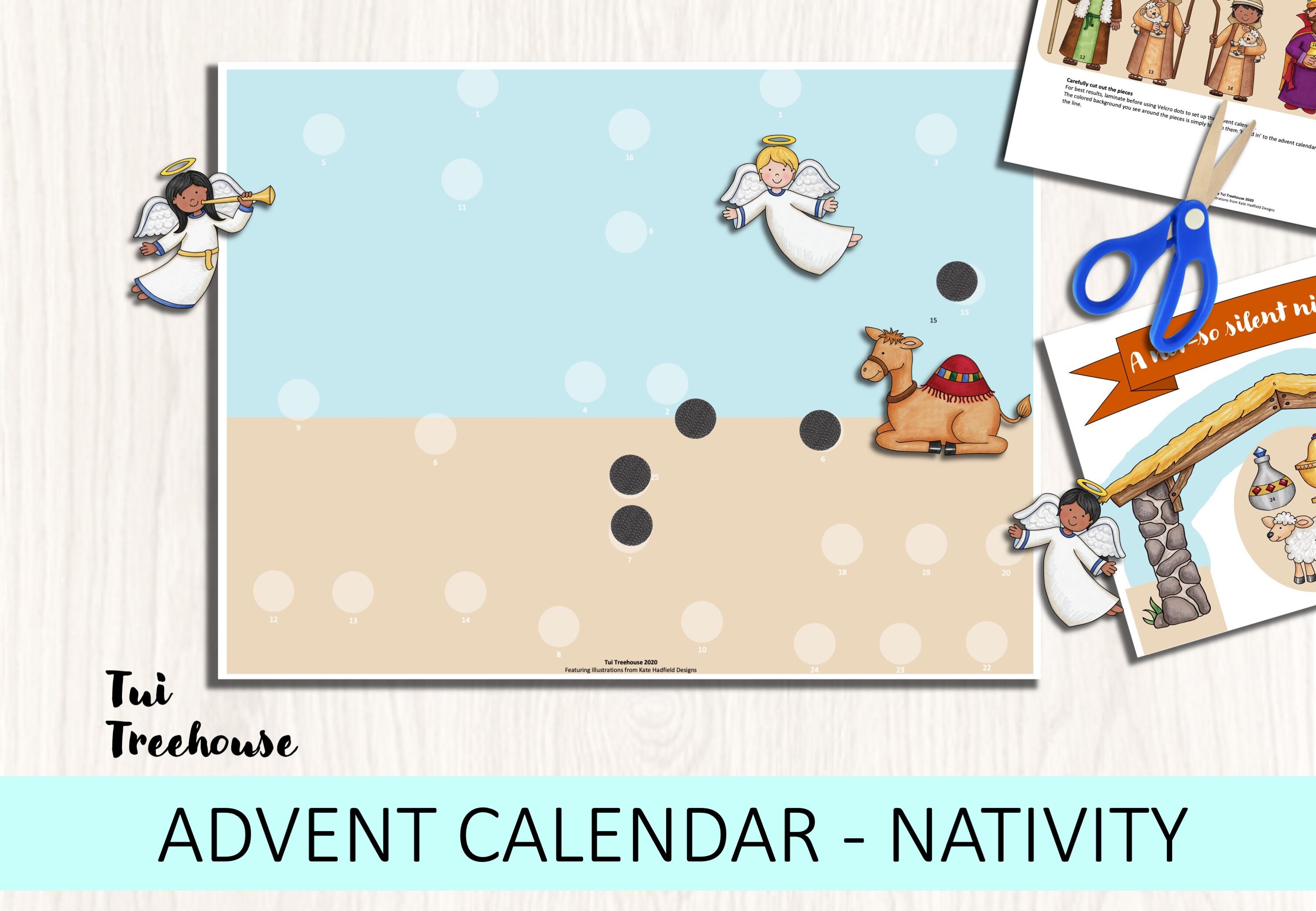 Printable Advent Calendar LIGHT Colourway Nativity DIY Advent Calendar ...