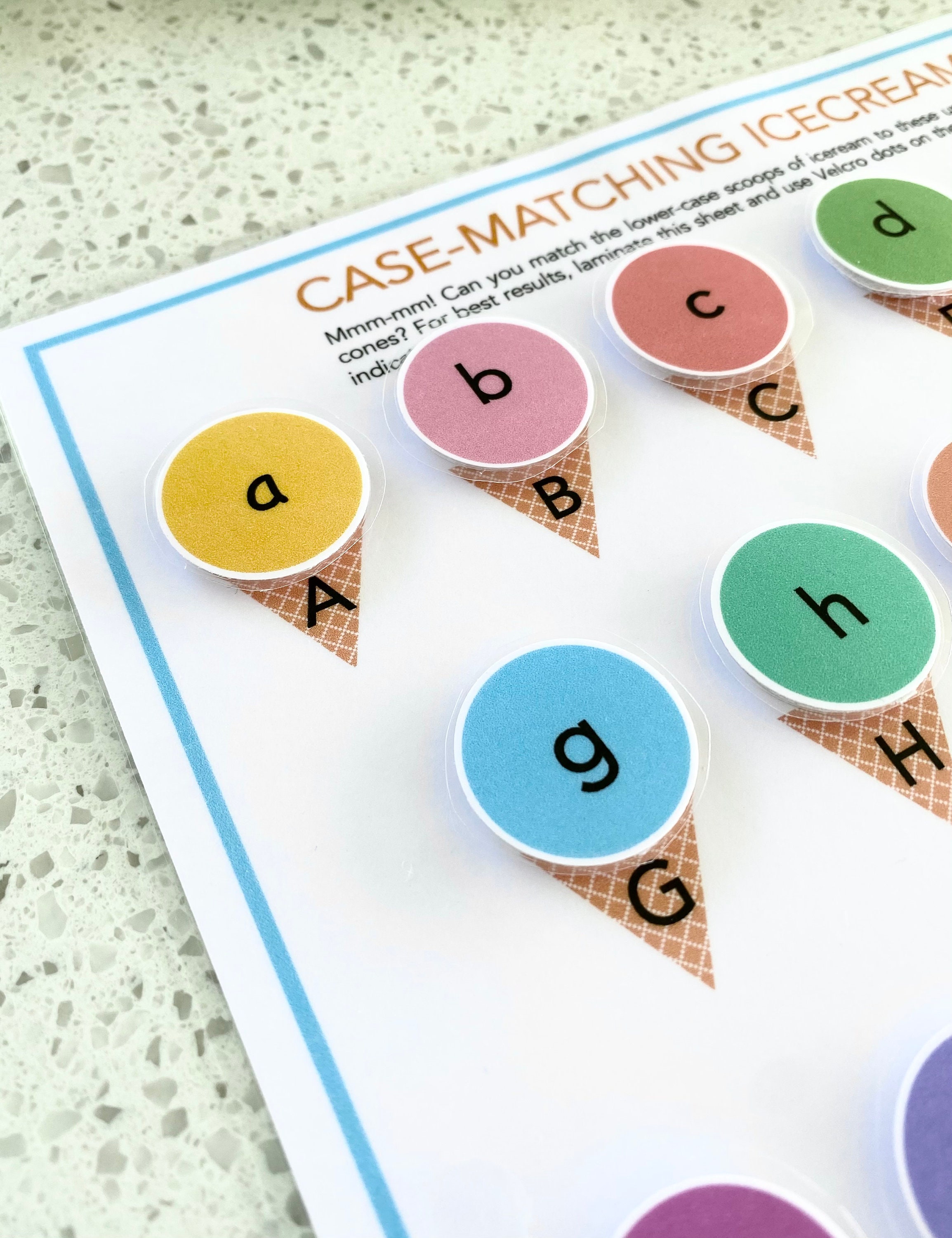 Lowercase and uppercase icecream matching game letter Etsy