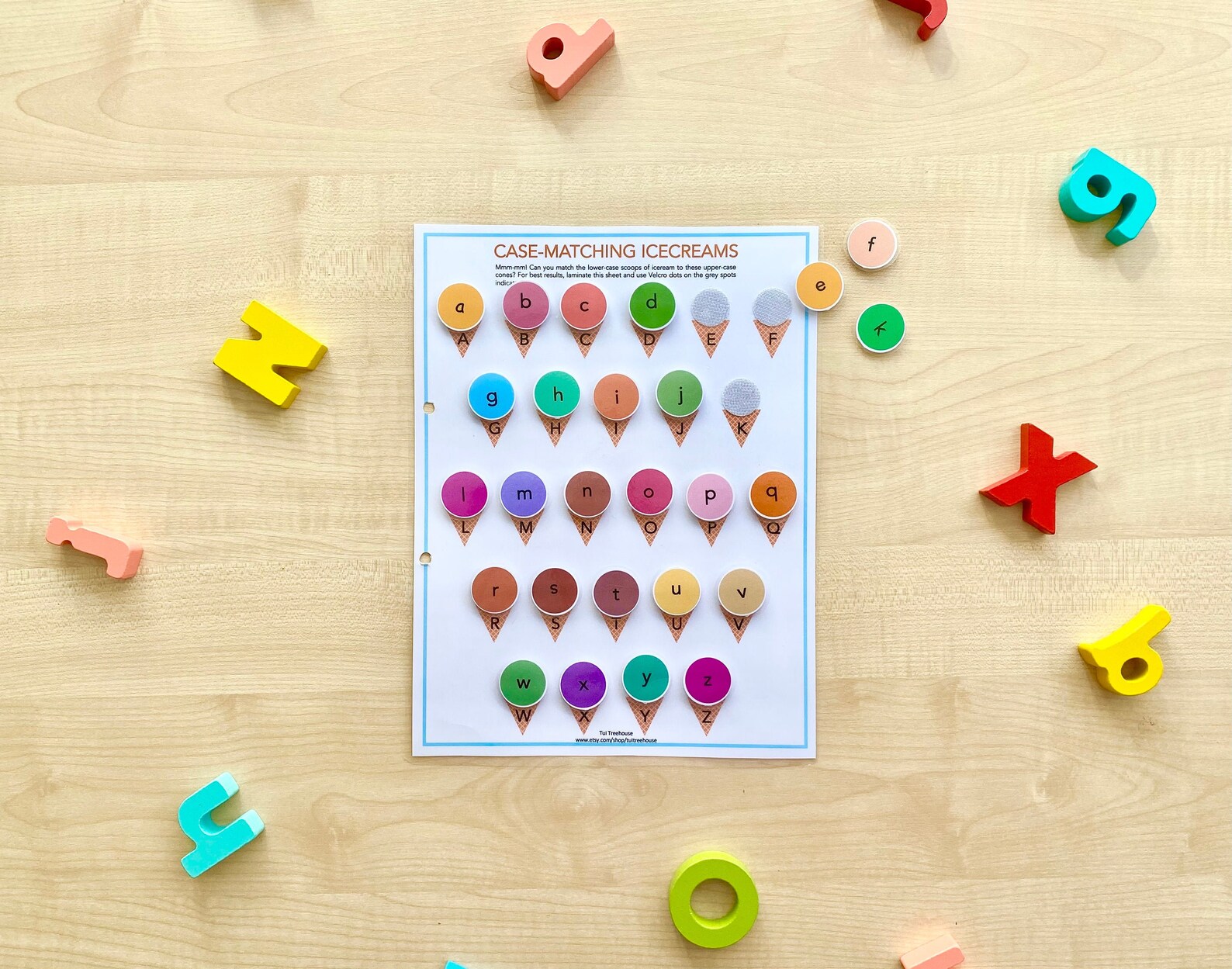 Lowercase and uppercase icecream matching game letter Etsy