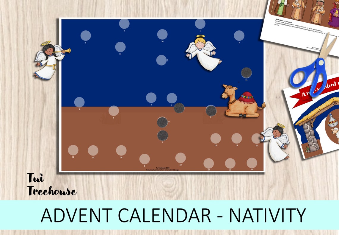 Printable Advent Calendar With 25 Velcro Figures to Add Etsy