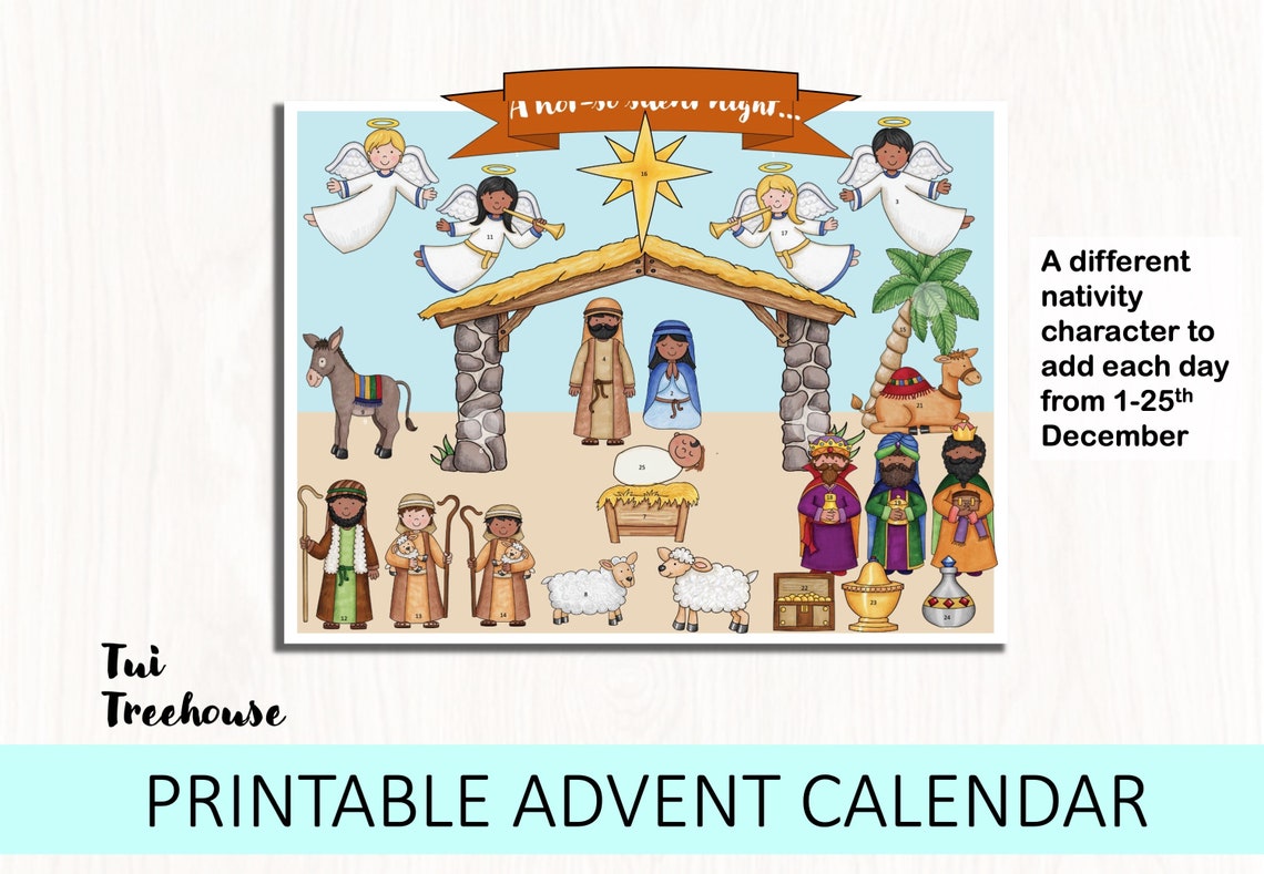 Printable Advent Calendar LIGHT Colourway Nativity DIY Advent Calendar ...