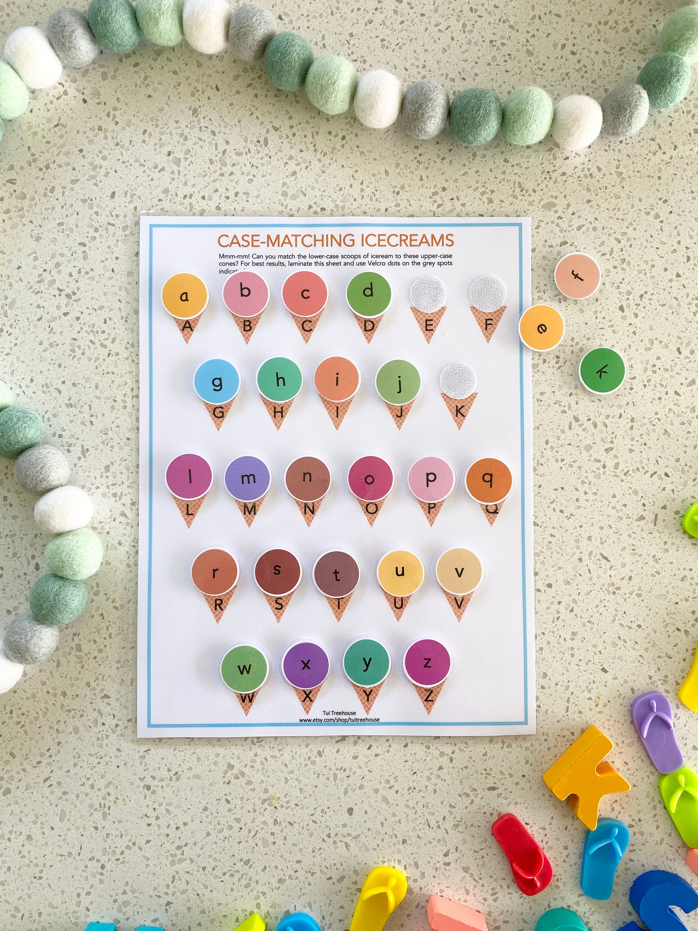 Lowercase and uppercase icecream matching game letter Etsy