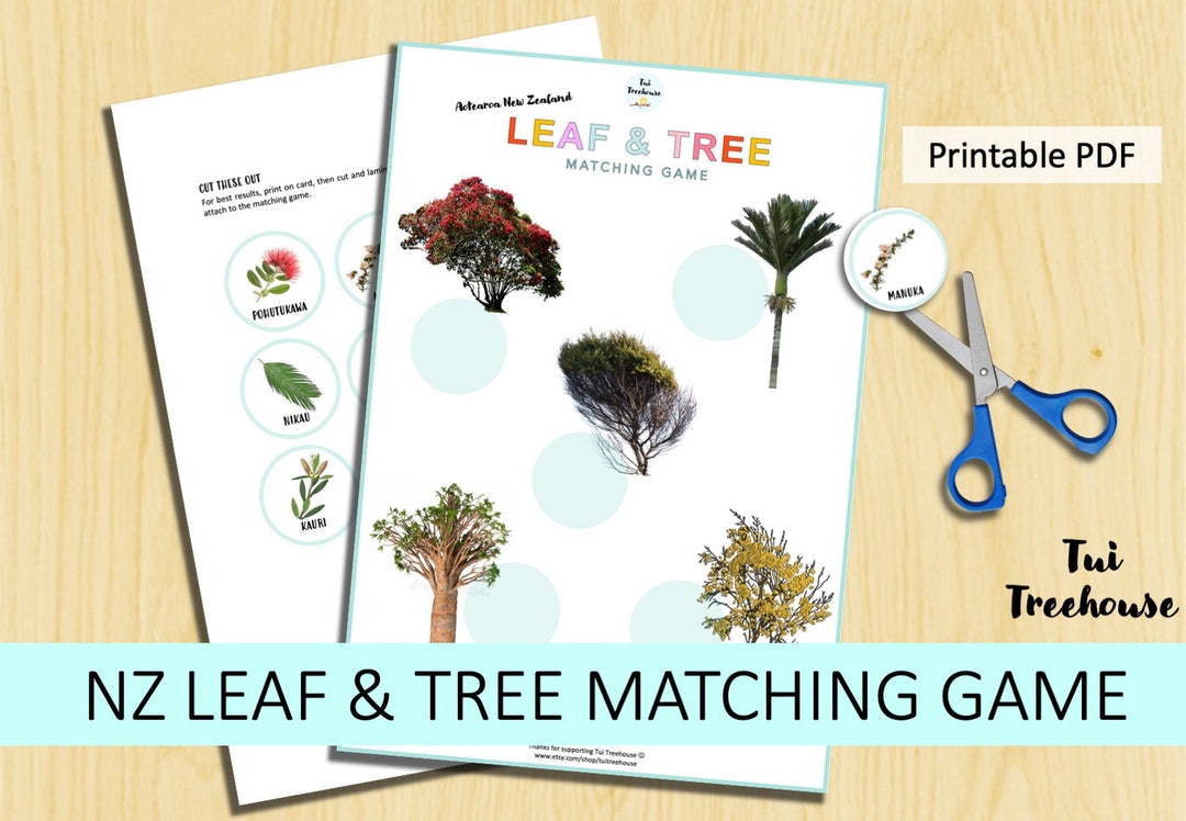 New Zealand Leaf and Tree Matching Game NZ Aotearoa Printable Etsy
