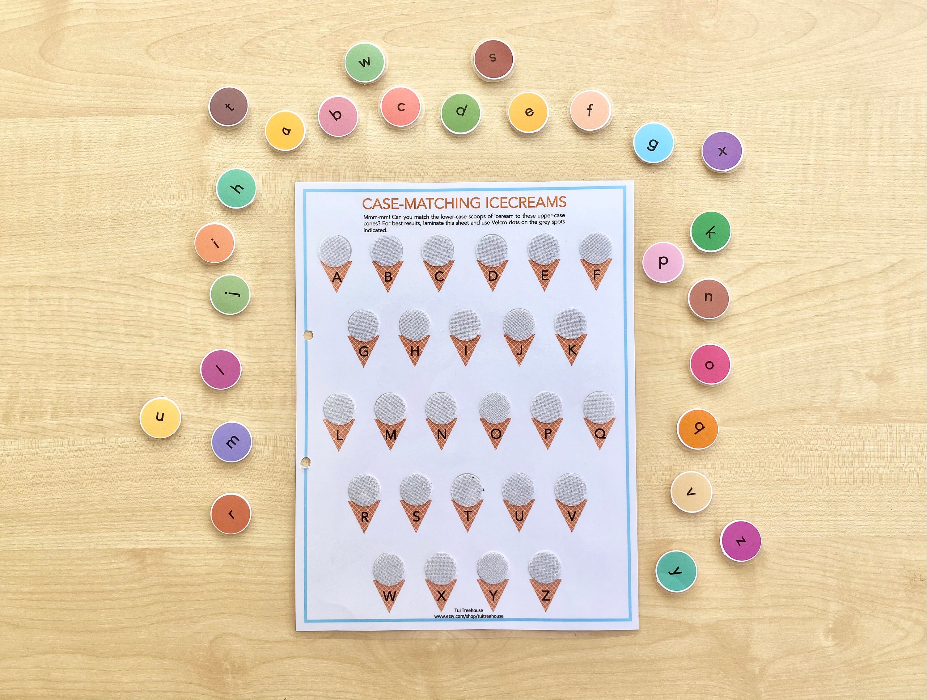 Lowercase and uppercase icecream matching game letter Etsy