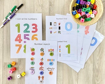 PRESCHOOL NUMBERS PACK - count, read, write. Printable pdf files