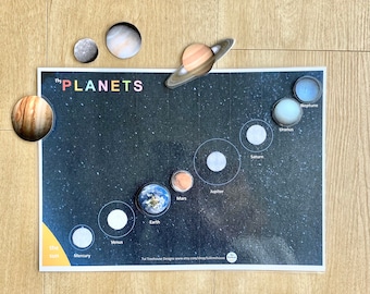PLANETS dopasowująca gra / strona busy binder. Układ słoneczny do druku, nauka jednostki kosmicznej, planeta dla dzieci do druku, edukacja domowa Układ słoneczny, nocne niebo
