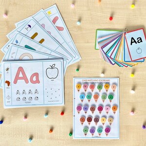 PRESCHOOL ALPHABET PACK - printable alphabet playdough mats, preschool alphabet flashcards, preschool lowercase uppercase matching game