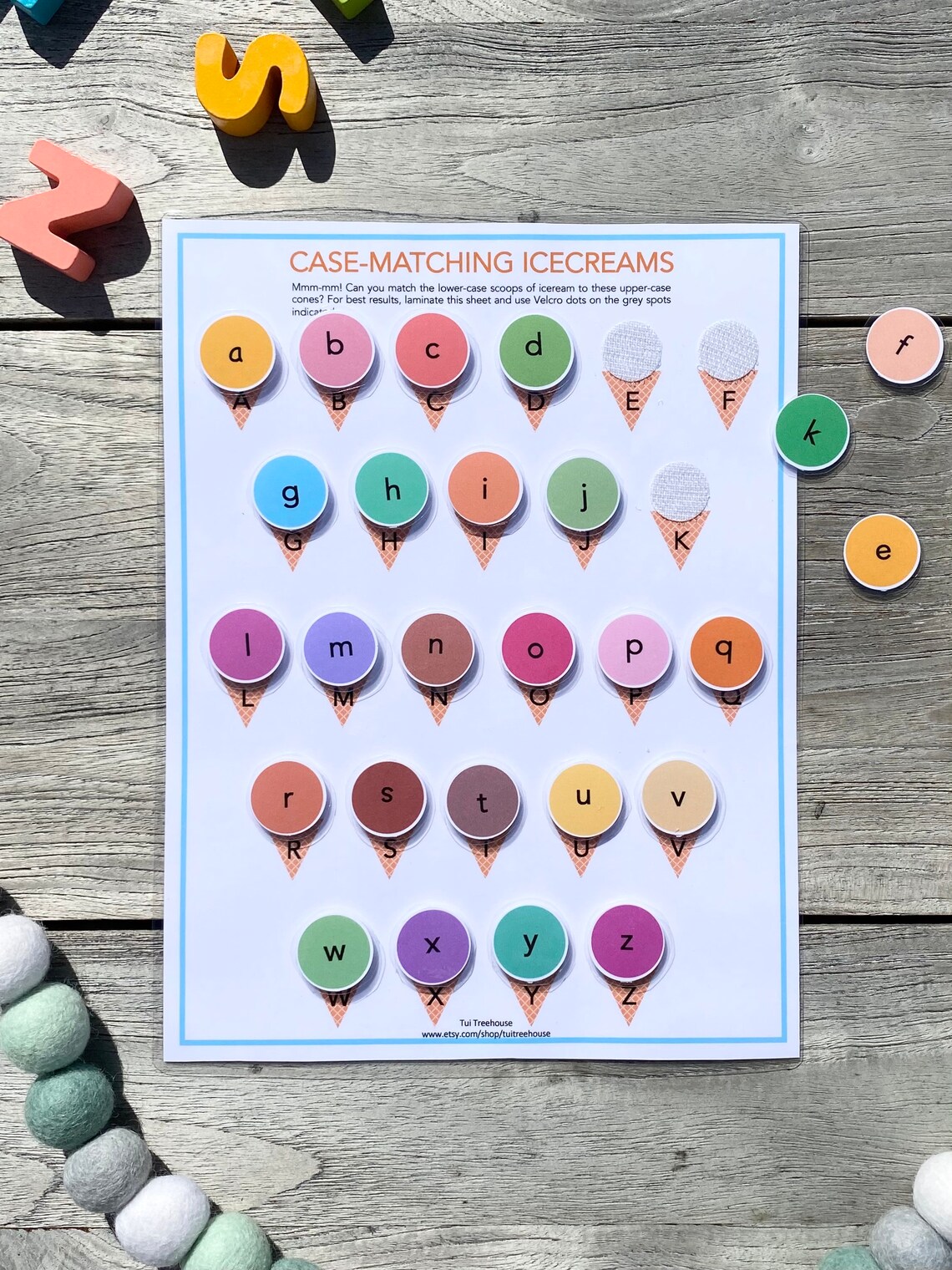 Lowercase and uppercase icecream matching game letter Etsy