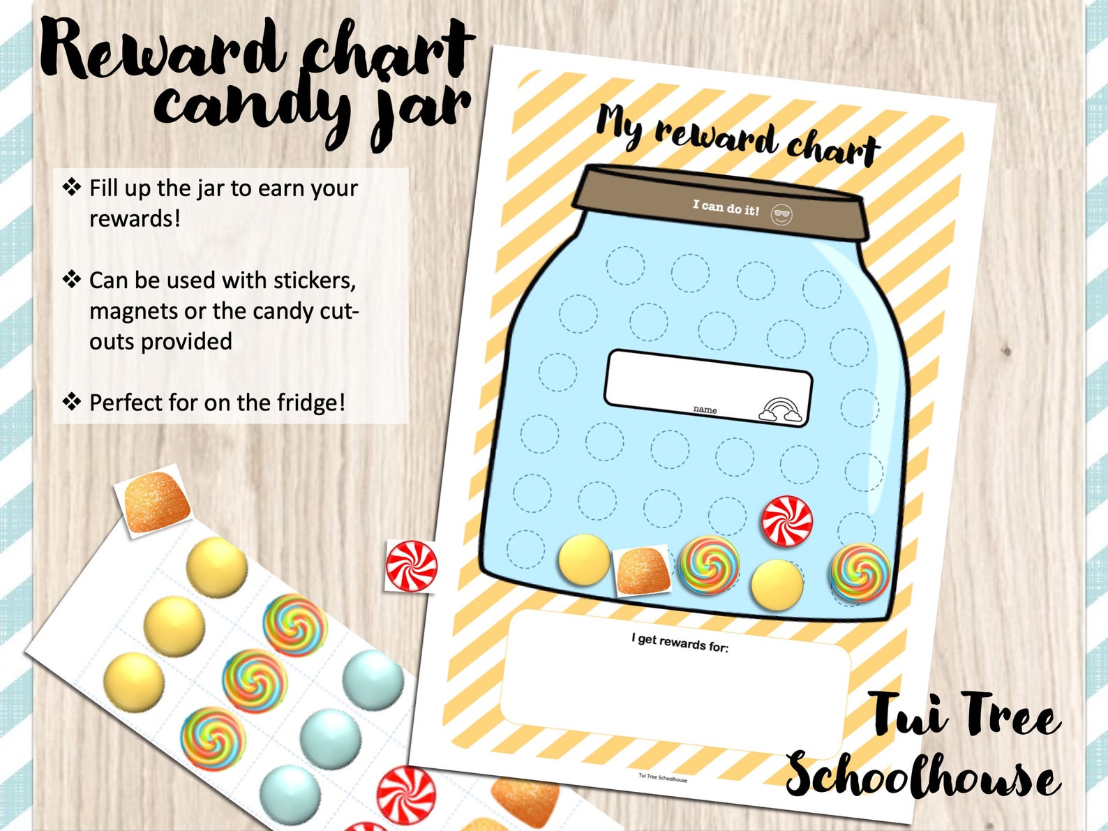 Sticker Chart, Reusable Reward Chart, Candy Jar Design Orange Etsy