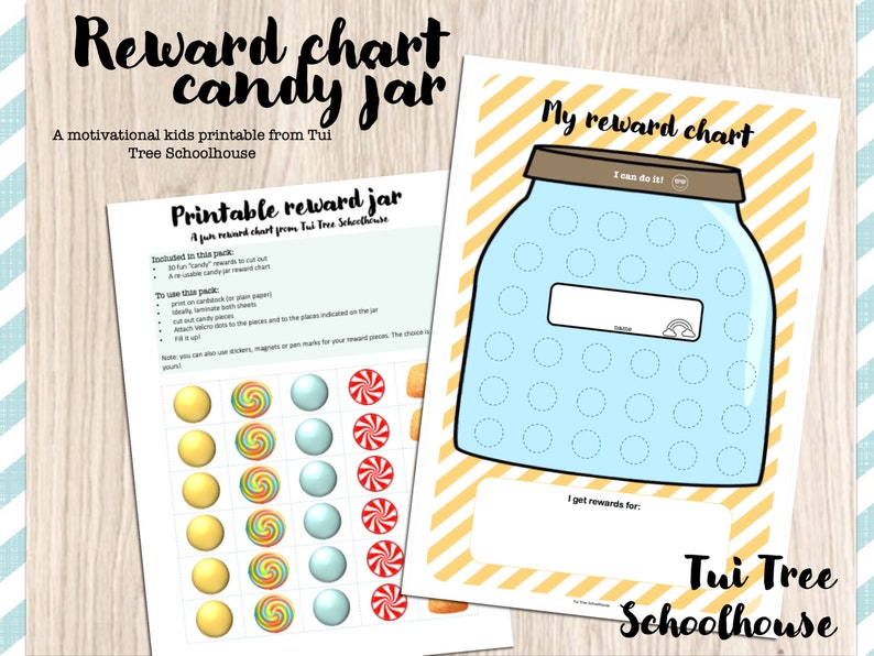 Sticker Chart, Reusable Reward Chart, Candy Jar Design Orange Etsy