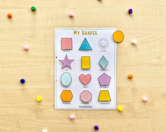 PRESCHOOL SHAPES matching game, busy Binder page, busy book, Shape Activities, 3D shapes, Learning mat, Shape Game, Preschool printable