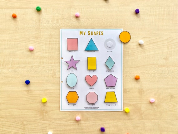 PRESCHOOL SHAPES matching game, busy Binder page, busy book, Shape Activities, 3D shapes, Learning mat, Shape Game, Preschool printable