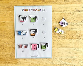 JUEGO DE COINCIDENCIA DE FRACCIONES hornear fracciones, aprender fracciones con tazas medidoras, actividad de fracciones imprimible, juego de fracciones,