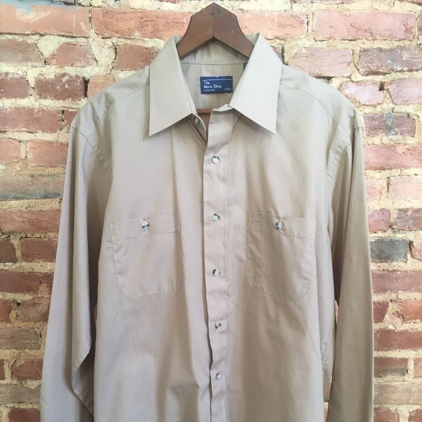 VTG Tan JC Penney Dress Shirt Medium Excellent