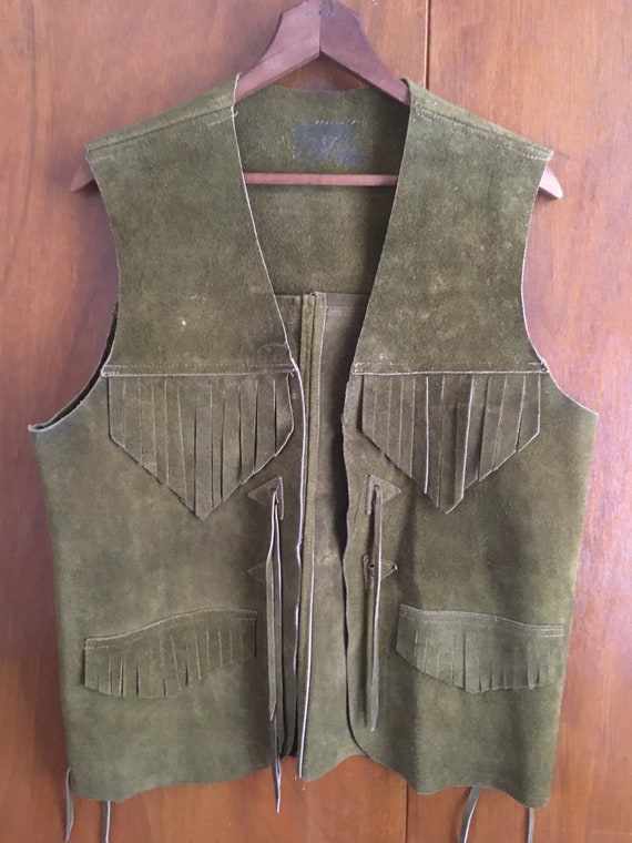 VTG VEST Suede Leather Small Medium 70’s Biker Exc