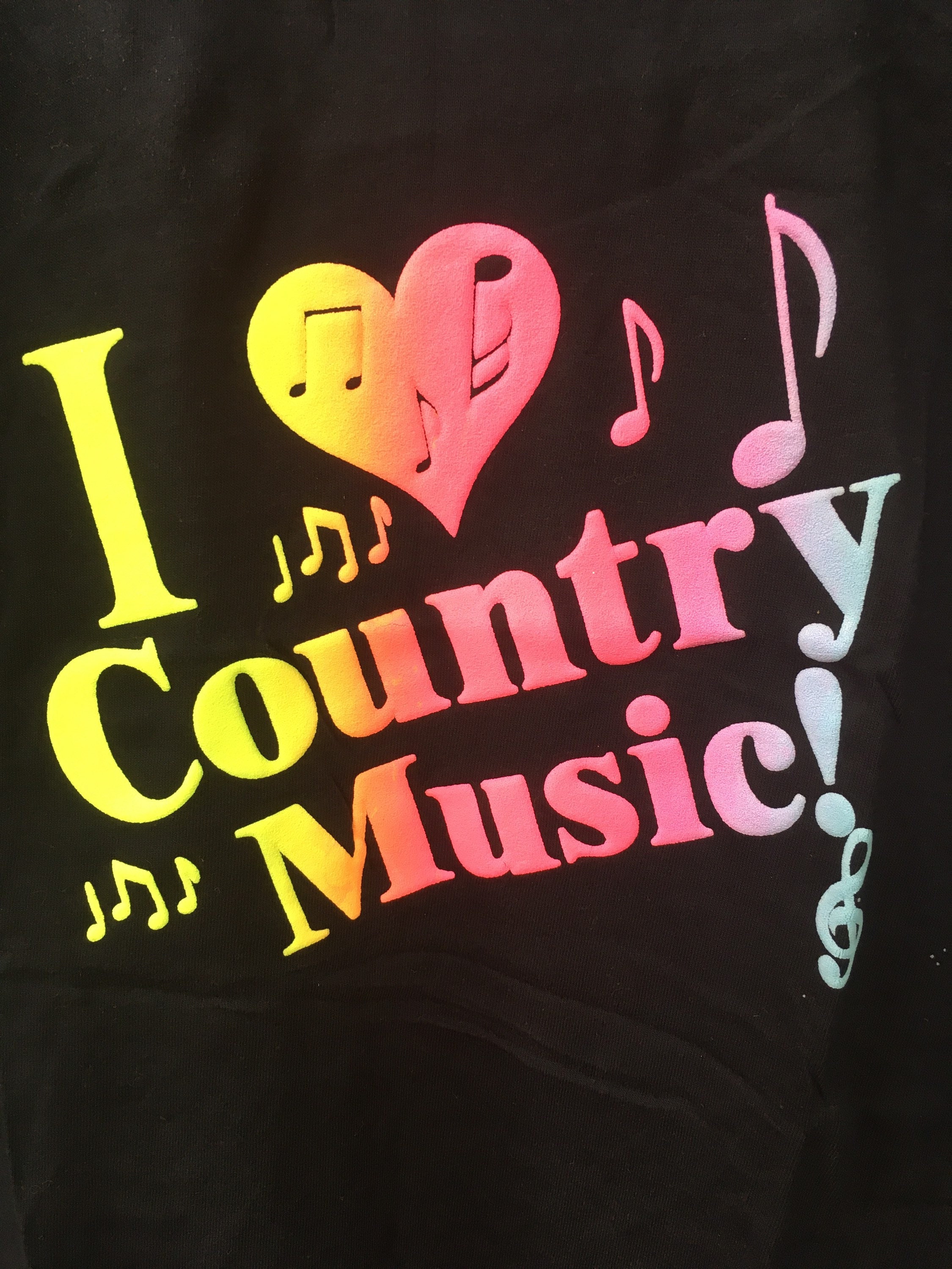 VTG I Love Country Music Camiseta Negro Grande Etsy