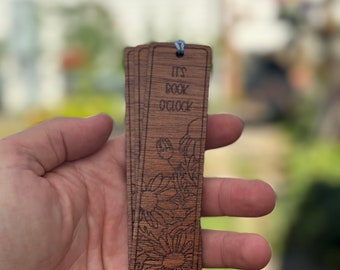 Laser engraved solid wood book mark