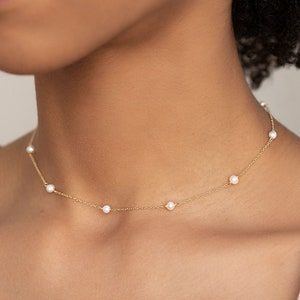 Pearl Choker Necklace, Dainty Freshwater Pearl Bridal Wedding Jewelry, Handmade Jewelry