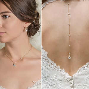 Back Necklace, Bridal Jewelry, Necklace Back, Wedding Jewelry, Wedding Dress, Prom Dress, Gift For Bride, Bridal Set