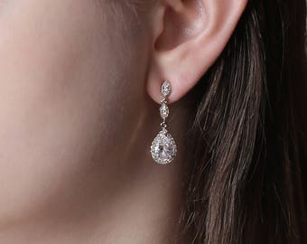 Drop Earrings, Dangle Earrings, Bridal Earrings, Wedding Earrings, Crystal Earrings, Teardrop Earrings, Bridal Jewelry Set