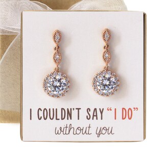 Bridesmaid Gifts, Bridesmaid Rose Gold Earrings, Rose Gold Dangle Earrings, Wedding Earrings, E358-2 image 1