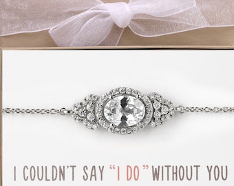 Bridesmaid Bracelet Gift, Bridal Party Jewelry, Silver Jewelry, Wedding Bracelet, B159-2