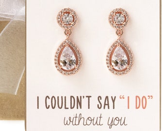 Bridesmaid Gift, Bridesmaid Earrings, Rose Gold Drop Earrings, Wedding Earrings, E309-2