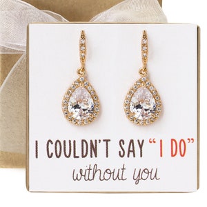 Bridesmaid Gifts, Bridesmaid Gold Earrings, Gold Dangle Earrings, Wedding Earring, E267-2