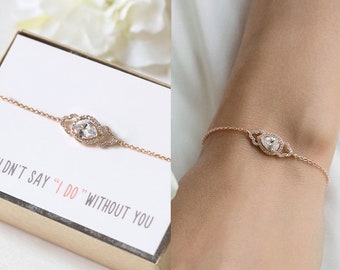 Bridesmaid Gift, Bridesmaid Jewelry Set, Bridal Party Jewelry, Rose Gold Jewelry, Wedding Bracelet Earring Set, BE160-2