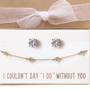 Bridesmaid Jewelry Set Gift, Gold Jewelry Set, Gold Earrings and Bracelet Set, B181+E170-2