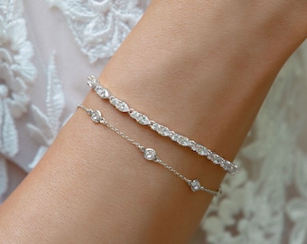 Tennis Bracelet, Silver Bracelets, Bridal Jewelry, Bridal Bracelet, Wedding Jewelry, Wedding Accessories, Crystal Bracelets, B222