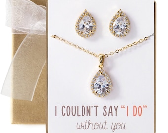 Bridesmaid Gift, Wedding Gift, Bridal Shower Gift, Bridesmaid Jewelry, Bridal Gift, Crystal Necklace, Wedding Jewelry, Jewelry Set