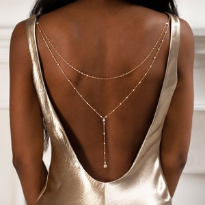 Back Necklace, Wedding Jewelry, Wedding Dress, Prom Dress, Bridal Jewelry, Pearl Necklace, Dainty Silver Necklace, Silver Jewelry