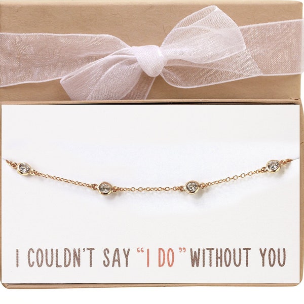 Bridesmaid Jewelry Gift, Bridal Party Gold Jewelry, Bridesmaid Gold Bracelet, B181-2