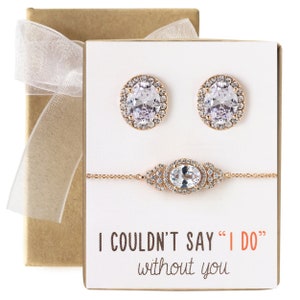 Bridesmaid Jewelry Set Gift, Gold Jewelry Set, Gold Earrings and Bracelet Set, BE159-2