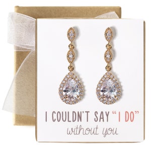 Bridesmaid Jewelry Gift, Bridesmaid Earrings, Gold Dangle Earrings, Bridal Party Gold Earrings, E122-2
