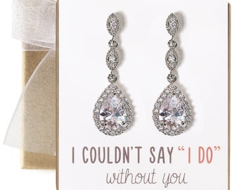 Bridesmaid Earrings, Bridesmaid Jewelry, Silver Dangle Earrings, Wedding Earrings, E122-2