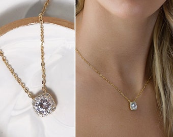 Bridal Jewelry, Gold Necklace, Pendant Necklace, Wedding Jewelry, Gold Bridal Jewelry, Crystal Necklace, Wedding Accessories, N521