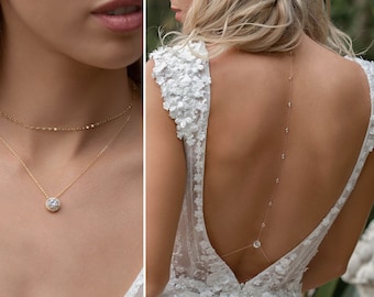 Bridal Necklace, Wedding Jewelry, Bridal Jewelry Set, Backless, Open Back, Wedding Dresses, Prom Dress