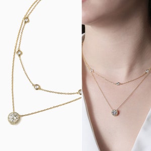 Bridal Necklace, Wedding Jewelry, Rose Gold Jewelry, Crystal Necklace, Layered Necklace, Bridal Jewelry, Wedding Accessories, N051