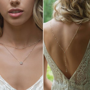 Bridal Jewelry, Pearl Necklace, Open Back Backless Prom Wedding Dresses, Wedding Jewelry
