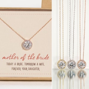Mother of Bride Gift, Mother of the Groom Gift, Mother in Law, Bridal Party Gift, Gift for Mom, Rose Gold Necklace, Crystal Necklace